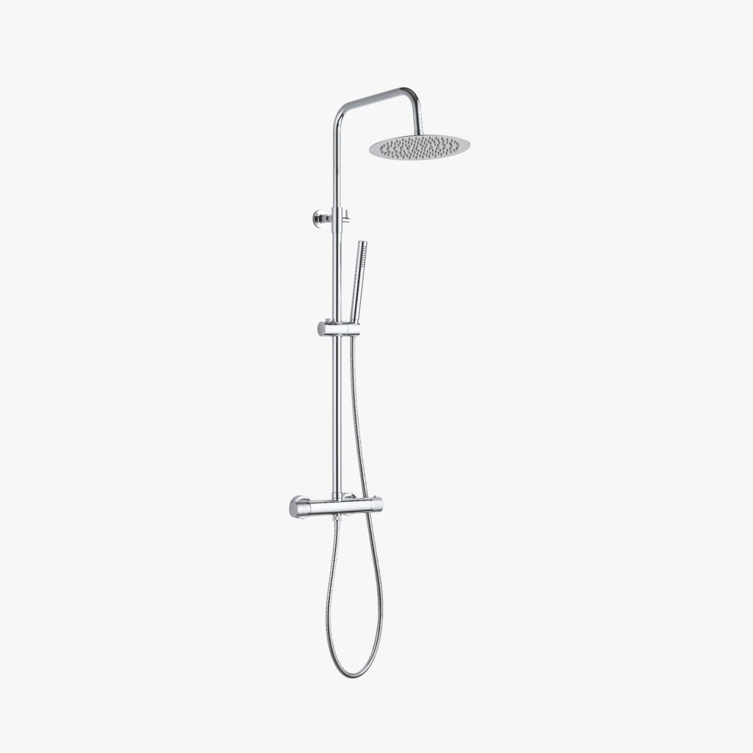 Robinet de Douche Thermostatique Chromé - Colonne de Douche Ronde (Pluie Ø200mm), Douchette, Anti-Calcaire, Sécurité 38°C (ROND, CHROME BLANC)