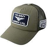 [Avirex] [アヴィレックス] スタンダード ミリタリー メッシュキャップ 帽子 XL LL 大きいサイズ キャップ ジュート デニム メンズ 黒 深め 春 夏 ビッグサイズ アメカジ ベースボールキャップ ロゴ RIPSTOPカーキ F