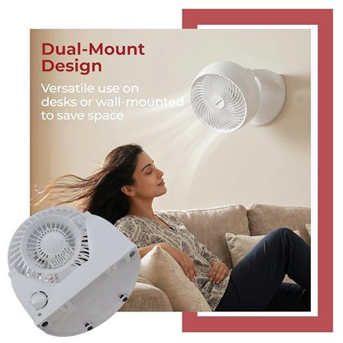 Image of Lifelong 180mm 2-in-1 Table & Wall Fan | 3 Speed Settings, 2100 RPM, 30W Copper Motor | Desk & Wall Mountable Air Circulator, 90 Adjustable Tilt | 353 CFM Air Delivery, Compact & Lightweight (White)