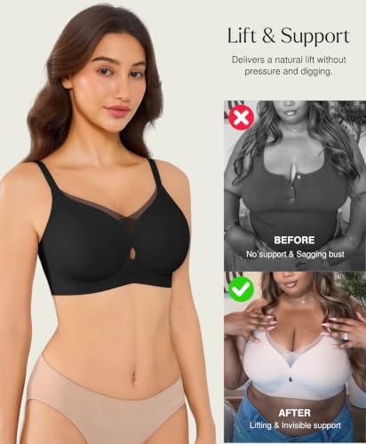 Image of Popilush Womens Wireless Push Up Bra Comfortable Supportive Everyday Bra