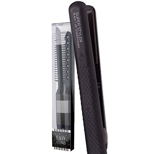 Herstyler Superstyler Onyx Ceramic Flat Iron and V Comb (Black) Set
