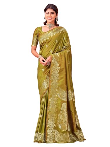Image of SIRIL Women's Banarasi Soft Silk Saree Pure Silk with Unstitched Blouse Piece