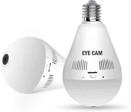 MNZ Eye CAM 1440P HD WiFi Bulb Light Wireless IP WiFi Camera,Fish Eye 360 Degree Panoramic Mini Lamp IR CCTV Home Security Camera (1 Year warrenty)(B-3)