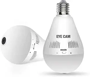 Eye CAM 1440P HD WiFi Bulb Light Wireless IP WiFi Camera,Fish Eye 360 Degree Panoramic Mini Lamp IR CCTV Home Security Camera (1 Year warrenty)(B-3)