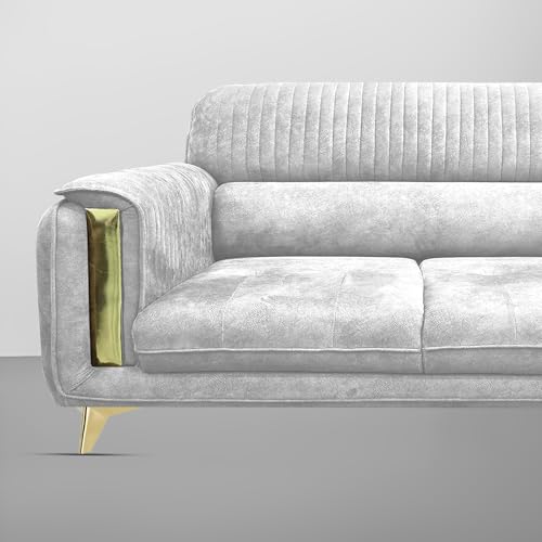Image of Casaliving Gelio 3 Seater Sofa Set for Living Room (Grey Colour) Premium Fabric Sofa