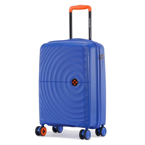 Image of Nasher Miles Polypropylene Spinner Seattle Hard-Sided Cabin Luggage 20 inch | 55cm | 8 Wheels Small Trolley Bag for Travel | Suitcase (Dark Blue)