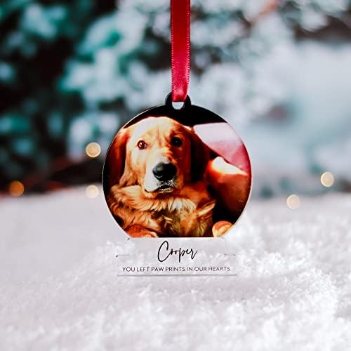 Personalised Photo Dog Memorial Bauble, Custom Pet Cat In Loving Memory Ornaments, Christmas Tree Baubles, Remembrance Xmas Decorations, Dog Owner Dog Lover Keepsake Gifts