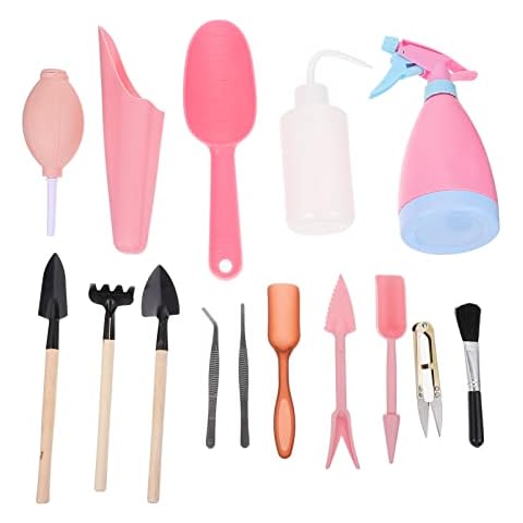 Baluue 1 Set Care Tools Kids Tool Bonsai Kit Miniature Garden Succulent Toy Planter Houseplant Potting Cactus Transplanting Gardening for Indoor Pink Home Planting Supplies Plant Hand Cover
