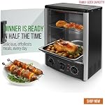 NutriChef Multi-Function Rotisserie Countertop Oven | 24 Quart Vertical Glass Door Convection Oven, for Rotisserie Roasting & Broiling | Timer & Temperature Control | 13.4 x 12.2 x 18.9