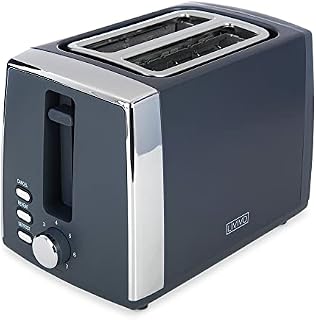 LIVIVO Arian 2 Slice Toaster Matt Finish with Extra Wide Slots - 7 Browning Bread Toast Settings - Reheat Defrost & Cancel Functions Removable Slide On Crumb Tray (Chrome)