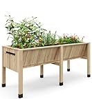 IDEALHOUSE Raised Garden Beds Outdoor 72x26x31 Inch, Wooded Raised Planter Box...