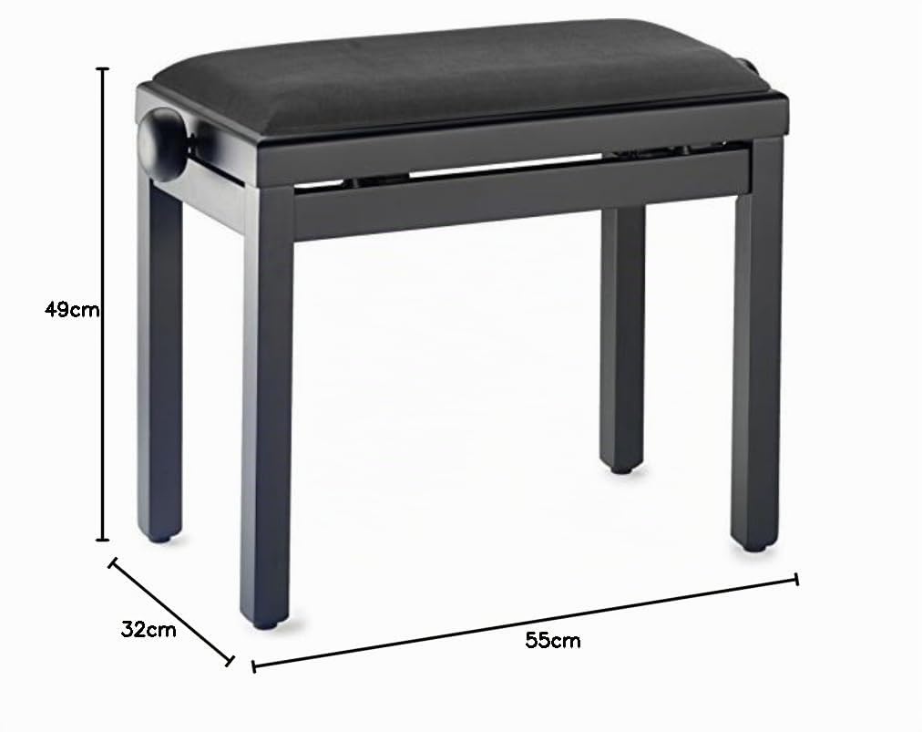 Stagg PB39 BKM VBK Banquette de piano Noir mat/velours noir