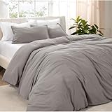 Bare Home Microfiber Duvet Cover Set - Ultra Soft Washed Microfiber - Queen Size - Linen-Like Look - Easy Care - Breathable Fabric - Our Softest Duvet Cover Set (Queen, Frost Grey)