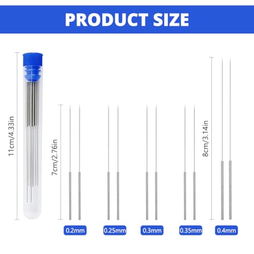 Image of Serplex 3D Printer Nozzle Cleaning Needle Kit 10Pcs, 0.2-0.4mm Pins Set