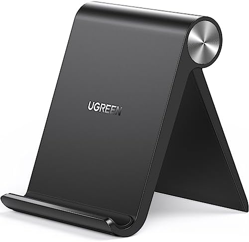 UGREEN Handy Ständer Tisch Handyhalter Klappbar bis 7,9 Zoll (Schwarz) | Rutschfester Schutz, Multiwinkel Einstellbar, Klappbar & Tragbar Kompatibel mit iPhone 17 16 15 14 13 12 Pr