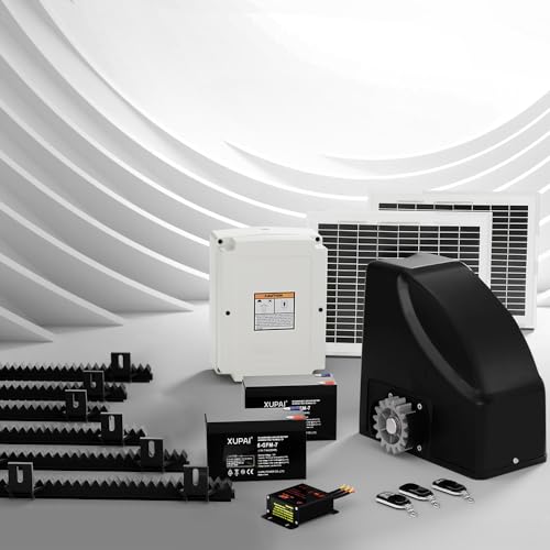 LockMaster Sliding Gate Opener, Electric Home Security Door Lock, 600kg 6m Rails 3 Remotes 20w Motor Automatic IP44 Water-Resistant Covers All Hardware Accessories Kit