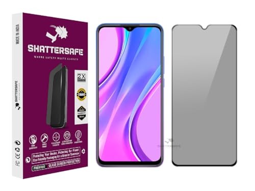 Image of Anti-Spy Privacy Tempered Glass Compatible For Redmi 9 Prime / 9 Power [Pack of 1]. 9H Hardness, Anti-Scratch, Edge-to-Edge Protection With Easy Installation Kit & Case Friendly Fit.