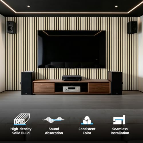 Image of Art3d 6-Piece Wood Acoustic Panels for Noise Reduction, 3D Textured Wall Paneling for Living Room Bedroom TV Background Interior Decor, Ashtree