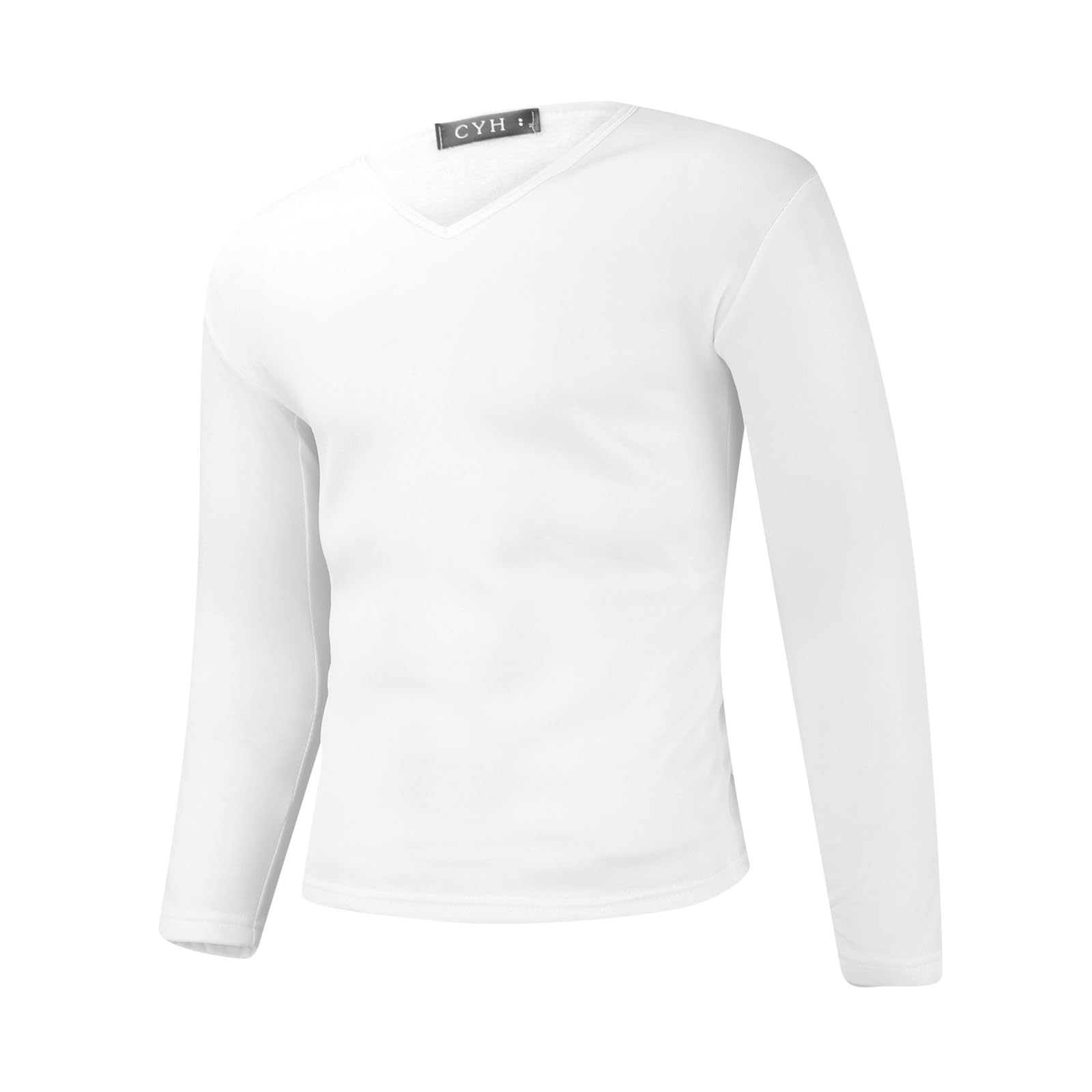 Maglietta da uomo a maniche lunghe con scollo a V, vestibilità muscolare, casual, aderente, termica, per uso quotidiano e stile atletico