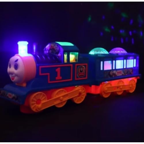 Image of K D Musical Flash Train Toy with 3D Lights - Bump & Go Action | Battery Operated Toy for Kids with Music, Colourful Lights, and Auto Movement | Durable & Safe (Blue)