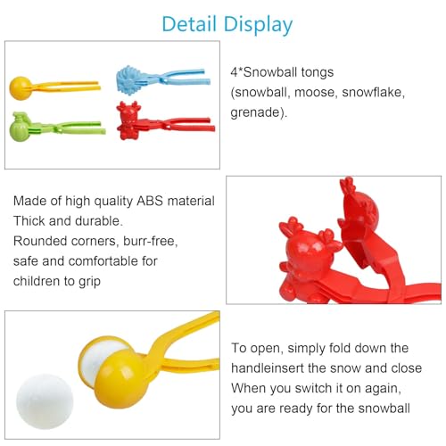 LOPOTIN 4STK Schneeball Former Schneeformen Schneeballzange Schnee Spielzeug Kinder Schneeball Maker Schnee Former Snowball Maker Schneespielzeuge für Jungen Mädchen Winter Outdoor Aktivitäten