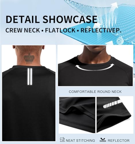 Image of Men's Quick-Dry Sportswear T-Shirts,4 /6 Pack Breathable Moisture Wicking Gym Tops for Training & Workout,Short Sleeve Tees