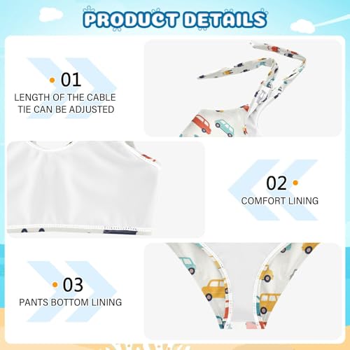 Boccsty Colorfu Cars Retro Girls Tankini Swimsuit Kids Bikini Sets 2 Pcs Bathing Suit 3T4