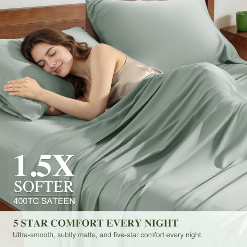 Image of 100% Organically Grown Bamboo Viscose Queen Sheet Set with Pockets on Side