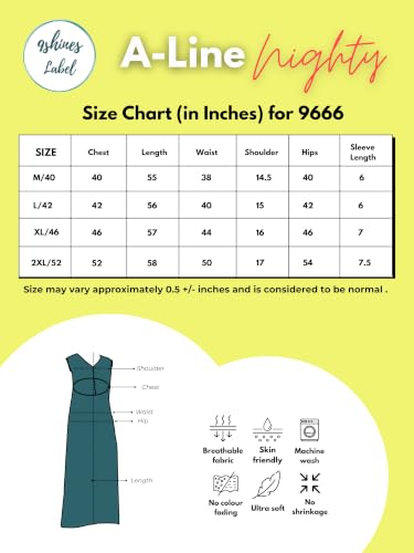 Image of 9shines Label Stylish Bamboo Cotton Nighty Maxi for Women | Full Length Trendy Nightgown | Premium Nightdress | Nightwear | Embroidery Nighty with Pocket (9666)