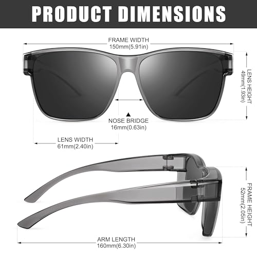 Image of Polarized Sunglasses Fit Over Glasses for Women Men, Oversized Square Sun Glasses UV400 Protection