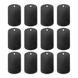 BENECREAT 30 piezas de 50 x 29 mm en blanco con estampado de etiquetas de aluminio para perro (color negro) Forma de escudo con agujero para collar, pulsera, joyería colgante, 1 mm de grosor