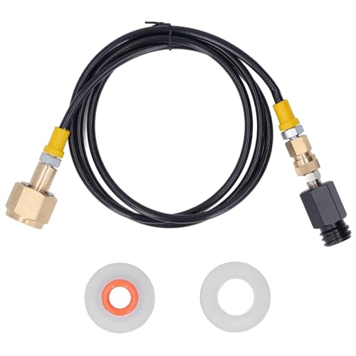 Soda Refill Adapter, CO2 Cylinder Connector with 60in Hose, CGA320 Outlet Valve, for Soda Machines, Commercial Use, Made of Stainless Steel, Brass and Aluminium (High Pressure Hose)