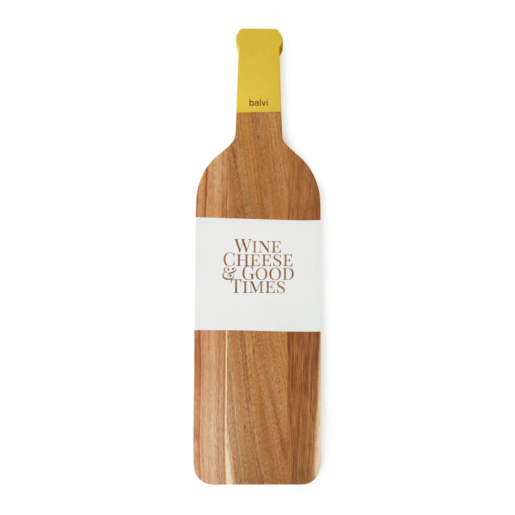 balvi Käseplatte The Bottle Akadienholzplatte zum Schneiden und Servieren von Käse in Form Einer Wein