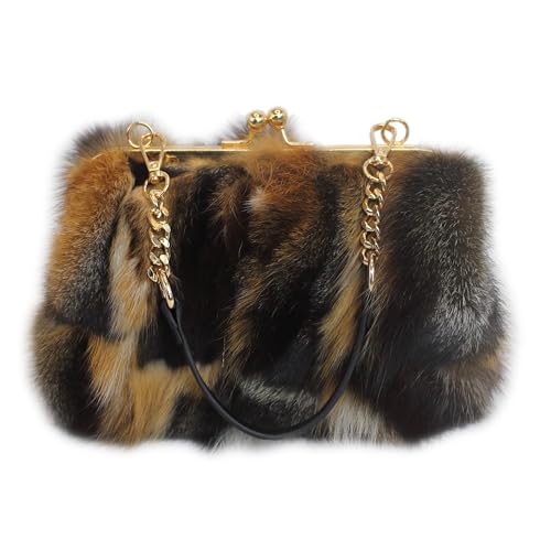 Luxurious Fashion Natural Fox Fur with Hair Handbag for Women and Ladies