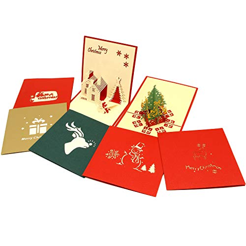 7 Pack Pop Up Christmas Cards, 3D Greeting Cards With Unique Designs And Envelopes 6 X 6 For Winter Merry Christmas Season Present - View #11