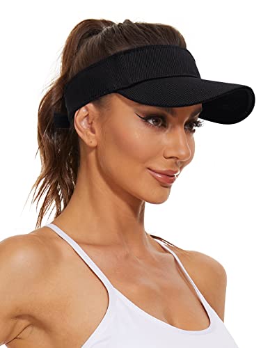 Century Star Visors For Women Mens Sun Visor Hats Sports Outdoor Hat Tennis Running Summer Adjustable Beach Cap For Dad Deep Black One Size #TOP6