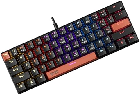 acer Nitro X Wired Mechanical Gaming Keyboard | 61 Keys | Red Switches | 17-Mode Rainbow Backlight | 50M Keystroke Life | 22-Key Anti-Ghosting | Doubl