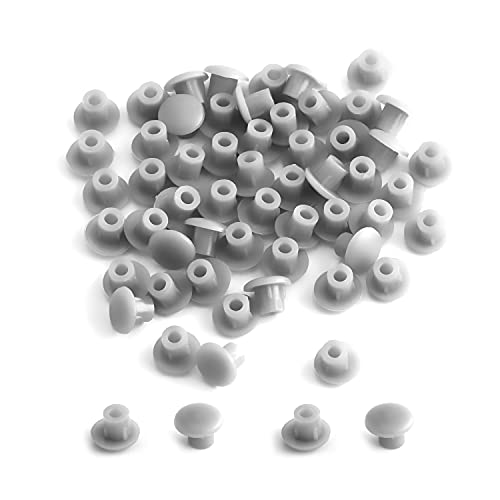 Image of MroMax 100Pcs Screw Cap Cover 3 /16inch Bottom Dia Fit for 4.5-5mm Diameter Hole Plastic Tube Cover Shelf Peg Hole Plugs for Cupboard Bookshelf Shelf Closet Cabinet Bracket Furniture Gray Tone