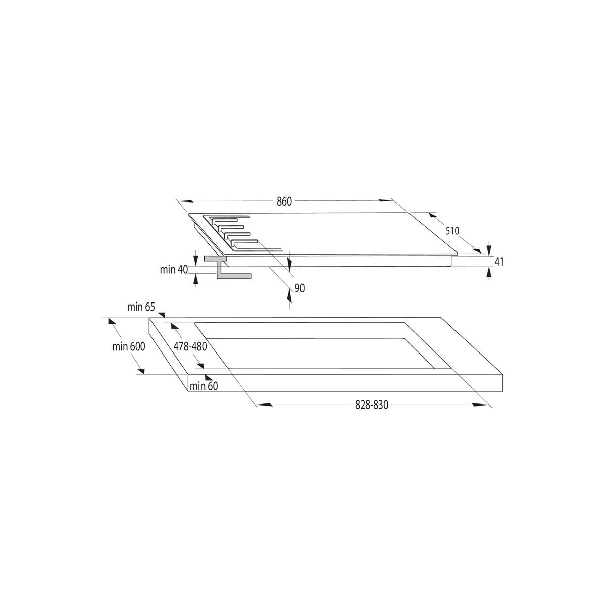 Hisense GM973XF Plateau de cuisson à gaz, 5 zones de cuisson, largeur 90 cm, grilles en fonte, allumage intégré, inox anti-empreintes digitales, brûleur Wok