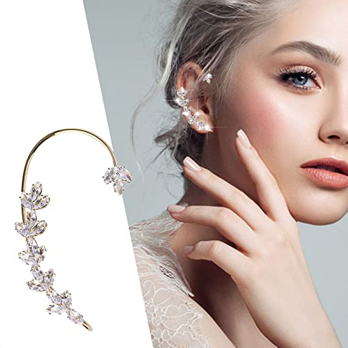 Leaf Ears Earrings Rhinestone Ear Clip For Women Girls No Piercing Wheat Ears Ear Clips Wheat Ears Earrings Cuff Wrap Earrings For Women Earrings Small Studs (B, One Size) #TOP1