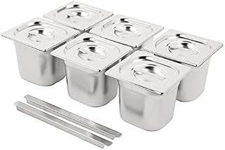 Stainless Steel Gastronorm Pan Set 6 x 1/6 with Lids 150mm Deep