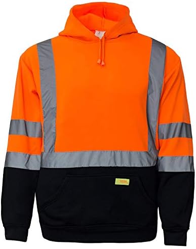 Class 3 High Visibility Sweatshirt, Hooded Pullover - H8311 Orange / 2XL