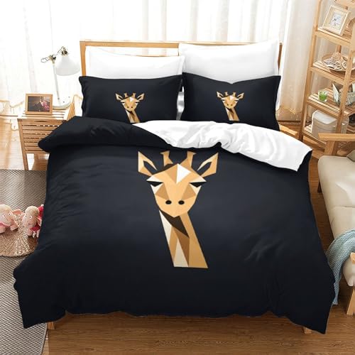 Housse de couette hypoallergénique 200x200 microfibre avec zip motif girafe - 3