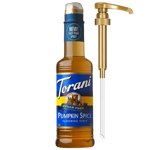 Torani Sugar Free Pumpkin Spice Syrup, Mini Pump Included, 12.7 Fl Oz | Add Sweet, Guilt-Free Flavor to Café-Style Drinks, Coffee Bar Essentials - image 1