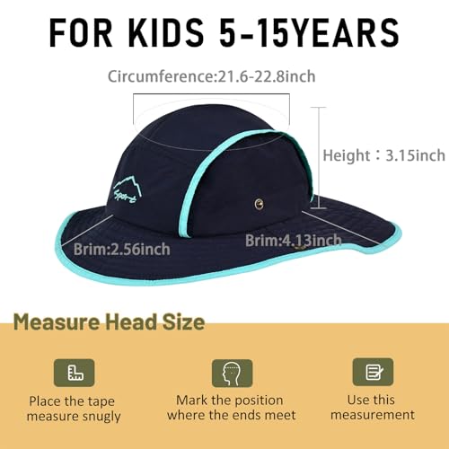 Kids Sun Hat Wide Brim Bucket Hat UPF 50+ Fishing Safari Hat Summer Beach Hat for Boys Girls3