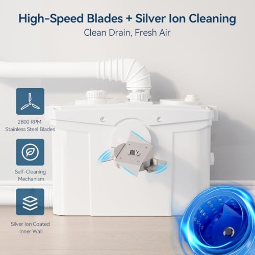 Image of 1200W Macerator Pump - 2800GPH, 28FT Vertical Lift Toilet Water Pump with Anti-Backflow, PCB Smart Control, IPX4 Waterproof, Macerator Pump Basement for Toilet, Sink, Bathroom etc.