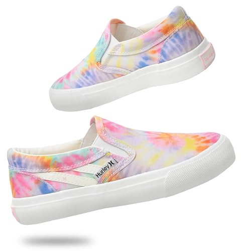 Hurley Kids Canvas Slip On Sneakers – Low Cut Skateboarding Shoes for Kids, Sports Shoes for Boys and Girls, Casual Sneakers