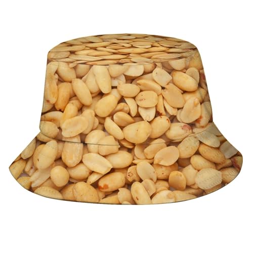 Funny Food Pattern Crunchy Roasted Peanuts Bucket Hat for Men Women Fashion Summer Fisherman Hat Packable Outdoor Travel Beach Sun Caps