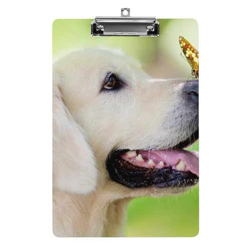 Porte document avec clip A4 Golden Retriever pour écrire debout sans support