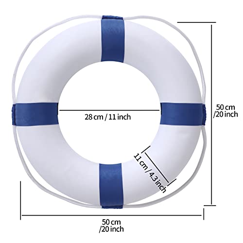 20 Inch/50Cm Small Diameter Swim Foam Ring Buoy Swimming Pool Safety Life Preserver With Perimeter Rope (Blue) #TOP1